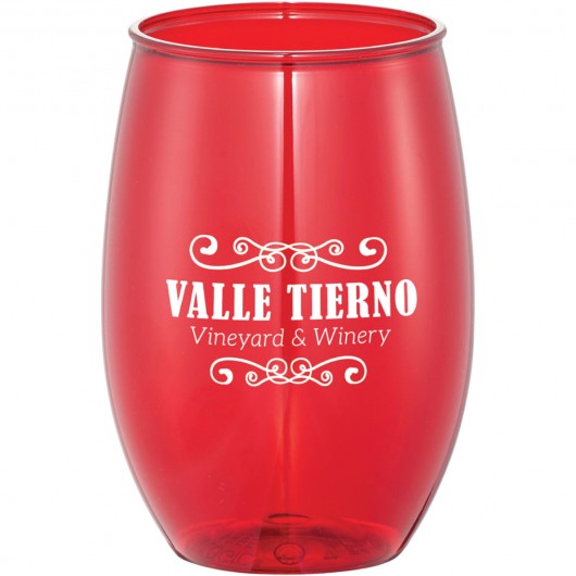 Plastic Stemless Wine Cups Red